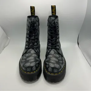 Dr Martens Jadon Black Distorted Leopard Backhand Platform Boots Size US 8 EU 39 thumbnail 4