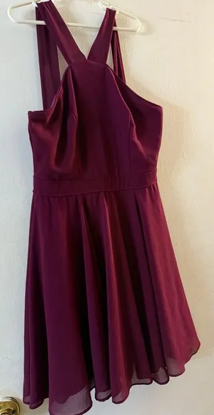 Lulus Wine Red Halter Mini Summer Dress‎ Sleeveless Chiffon Lined Red Size XS thumbnail 1