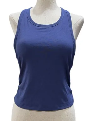Outdoor Voices Women's Snug Fit Side Ruched Ribbed Tank Top Size Large NWT Blue thumbnail 1