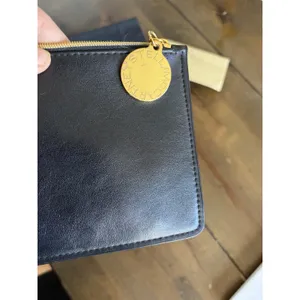 Stella McCartney Logo Medallion Pouch Small Black Vegan‎ Leather Clutch Luxury thumbnail 2