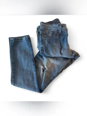 NYDJ (Not Your Daughter's Jeans) Marilyn Blue Distressed Skinny Jeans Size 2 thumbnail 3