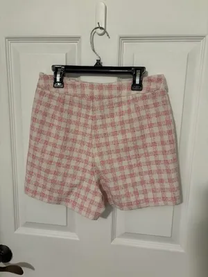 Zara pink and white checkered gingham mini skort thumbnail 3