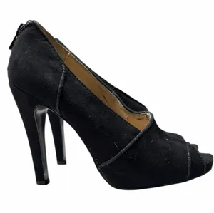 Nine West Black Suede Peep-Toe Stiletto Heels thumbnail 1