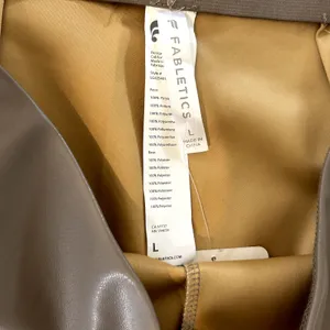 New FABLETICS Vegan Leather Pull-On Stretch Leggings Willow Bark‎ Tan Brown Sz L thumbnail 3