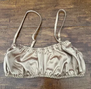 SKIMS Satin Ruched Bralette in Beige thumbnail 1