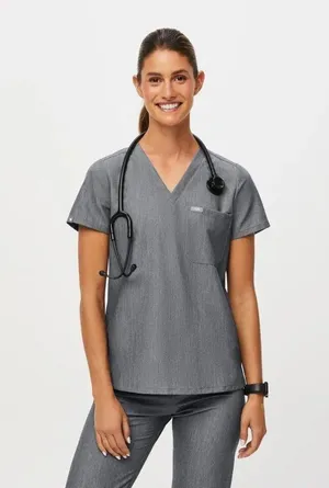 FIGS Catarina One-Pocket Scrub Top™ in Graphite size small thumbnail 6