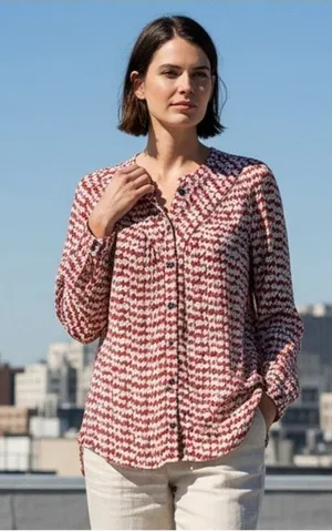 Maeve Anthropologie Avignon Scotty Dog Print Dark Academia Office Siren Blouse M thumbnail 1