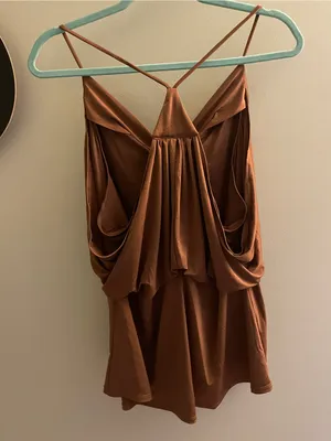 Express Brown Knot-Front Blouse thumbnail 3