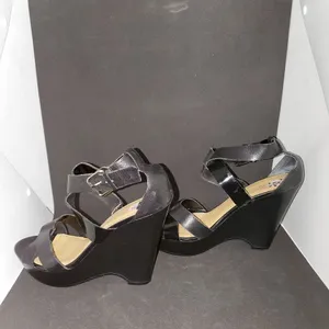 Nine West Neema Black Leather Upper Wedge Heels (8) thumbnail 5