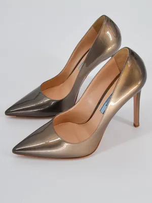 Prada Ombre Patent Leather Pointed Toe Pumps Grey Tan Bronze 37 thumbnail 4