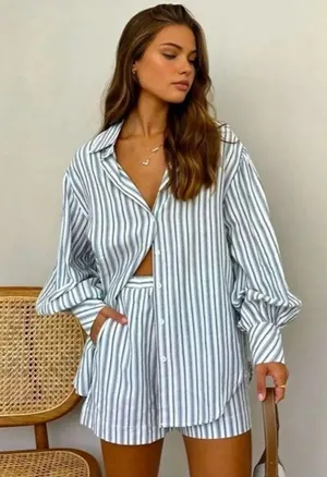 Commence Navy and White Striped Shirt thumbnail 1