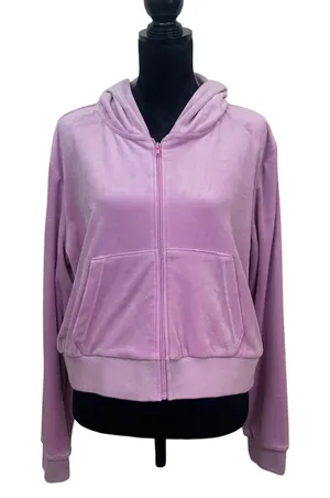 Avia Women's Plus XXL 20 Lavender Purple Y2K Velour Full Zip Hooded Sweatshirt thumbnail 1