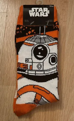 Licensed Disney Lucasfilm Star Wars BB-8 Orange and White Socks NWT thumbnail 1