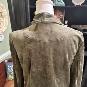 Lulus Green Faux Leather Velvet Moto Jacket Size M thumbnail 10