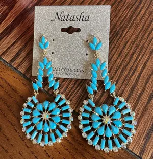 Natasha blue earrings Gold thumbnail 2