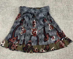 Anthropologie LET ME BE Belted Skirt Womens Small A-Line Cotton Mini Boho Lined thumbnail 1
