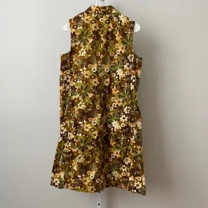 White Stag Cotton Boho Quirky Mod Floral Sleeveless Button Down Dress 10 Olive thumbnail 5
