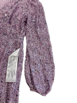 Mac Duggal Lavender Sequined Illusion Puff Sleeve Midi Dress 6 $298 107641 thumbnail 11