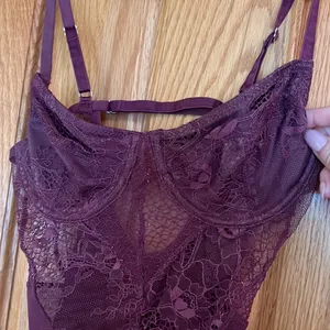 White Fox Boutique Plum Lace Sheer Bodysuit thumbnail 2