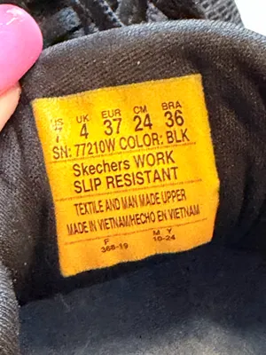 Skechers Work SLIP RESISTANT lace up mesh knit black women's sneakers sz 7 thumbnail 7