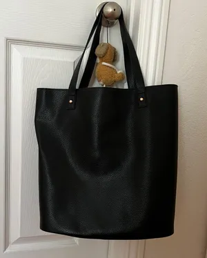 Madewell NWOT Faux Pebble Leather Black Shoulder Tote Bag Pocket At Front thumbnail 6