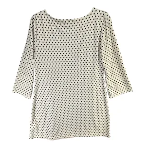Grayson Polka Dot Tunic Top Womens S Cream‎ Black 3/4 Sleeve Stretch Minimalist thumbnail 5