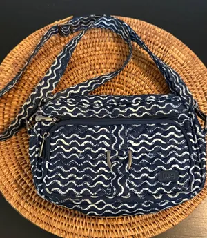 Lug Carousel Convertible Crossbody Belt‎ Bag Navy Wavy Quilted Travel Purse thumbnail 1