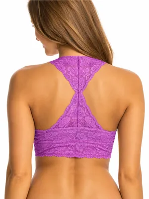 NWT Free People Galloon Lace Racerback Crop Bra Neon Orchid Size L thumbnail 2