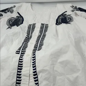 Embroidered White and Black Mini Dress thumbnail 14