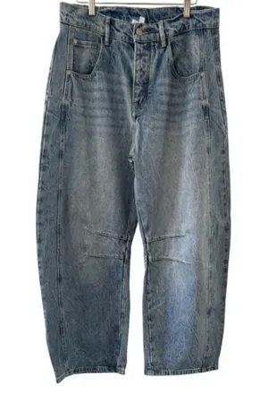 eesome Barrel Horseshoe Denim Jeans Curved Leg in Faded Blue Wash thumbnail 1