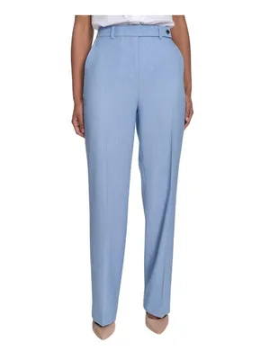 NWT Calvin Klein Womens Faux-Denim Mid Rise Wide-Leg Pants Light Indigo Blue 4 thumbnail 2