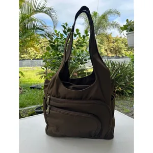 AmeriBag Zena Chocolate Brown Nylon Integrated Organizer Hobo Shoulder Bag thumbnail 2