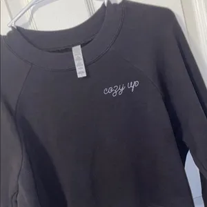 Dark Gray Cozy Up Cropped Relaxed Sweatshirt Size Small thumbnail 4