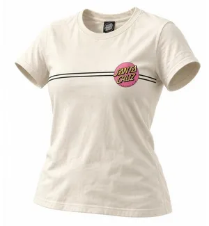 PacSun Santa Cruz T-Shirt Womens‎ Medium White Classic Dot Graphic Logo Skate Crewneck thumbnail 1