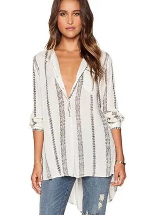 Free People Magic Pullover Top in Vanilla Combo thumbnail 1