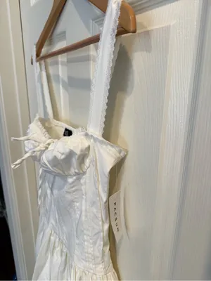 Beverly and Beck White Cotton Mini Sundress with Lace Straps thumbnail 5