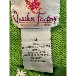 Quacker Factory Green Light Up Santa Reindeer Ugly Christmas Sweater Womens M thumbnail 4