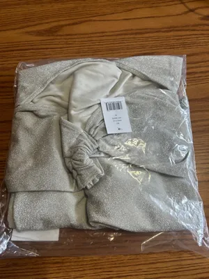 NWT WeWoreWhat Ruched Asymmetrical Knit Maxi Dress Off White Metallic Size M thumbnail 4
