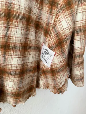 BDG Urban Outfitters Brown Plaid Distressed Flannel Button-Down Shirt thumbnail 4