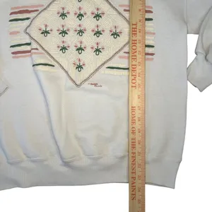 90s USA Made Grandma Sweater Womens L Collared Floral Coquette Cottagecore Fall thumbnail 10