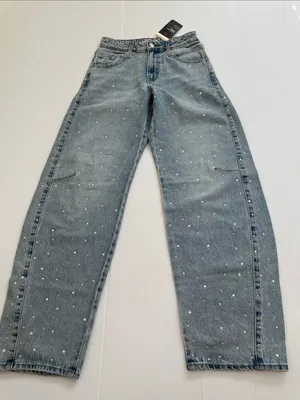 Levi's NWT Baggy Dad Barrel Jeans with Crystal Embellishment Dazzle Me, 25 x 32 thumbnail 3