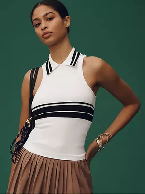 ANTHRO | Maeve Ribbed Polo Tank thumbnail 1