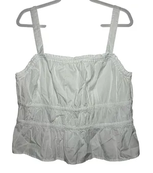 Madewell White Smocked‎ Square Neck Tie Front Tank Top XL thumbnail 1