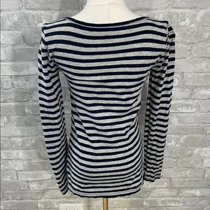 J. Crew Artist T Navy and Gray Striped Long Sleeve thumbnail 3