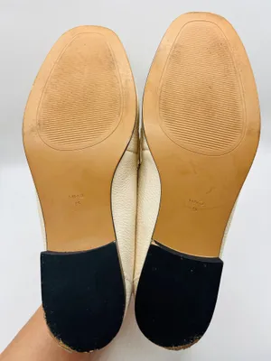 Mango MNG Leather Horsebit Loafers Ivory Pebbled Gold Bit Classic Preppy Quiet Luxury Slip On US 6 thumbnail 10