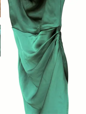 NWT MABLE Satin Slip Cowl Neck Midi Dress Emerald Green Size Small thumbnail 6