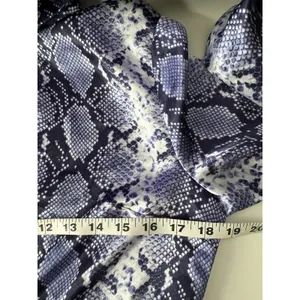 Topshop Python Snake Print Satin Crop Top Navy Mock Neck Long Sleeve Chic Blouse thumbnail 10