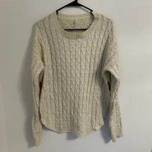 POL Women's Size Medium Sweater‎ Pullover Cable Knit Oversized Loose Fit Cream thumbnail 2