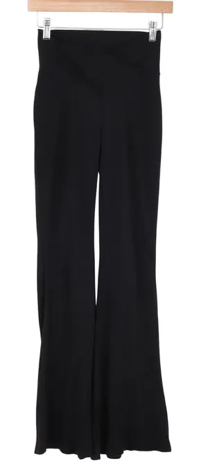 Unbranded Flare Pants Womens XS Black Crossover V-Waist High Rise Stretch Fair thumbnail 1