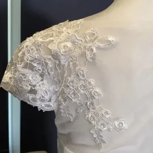 Women’s Ivory Lace Top Chiffon V-Neck with Cap Sleeves Dress Size 4 NWT thumbnail 7